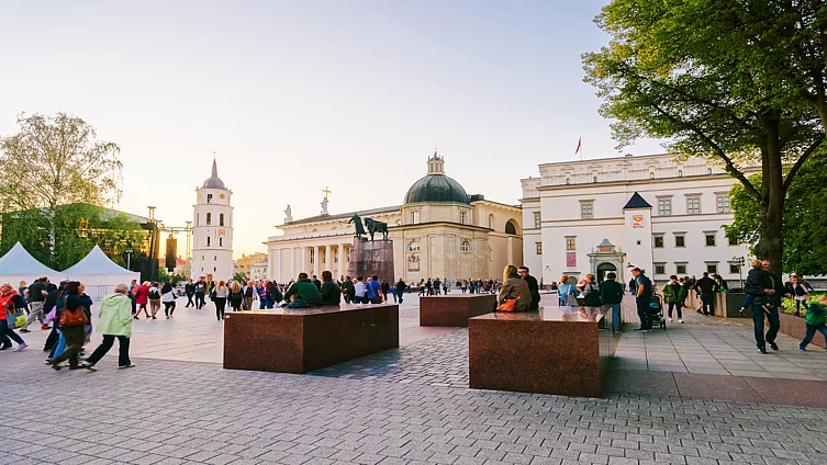 Royal Palace at Cathedral Square in Old town in Vilnius, Lithuania.