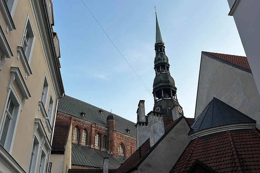 View of Church and rooftops in Riga Old Town