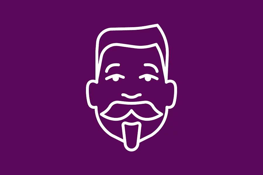 A white icon showing Friedrich Ebert’s head on a purple background