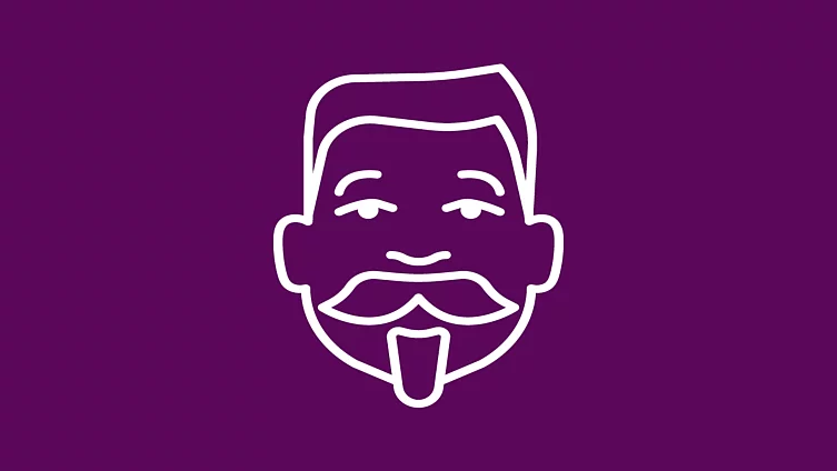 A white icon showing Friedrich Ebert’s head on a purple background