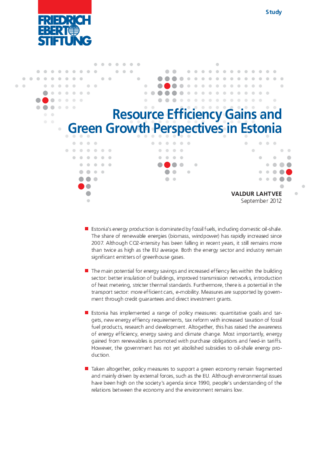 Resource efficiency gains and green growth perspectives in Estonia